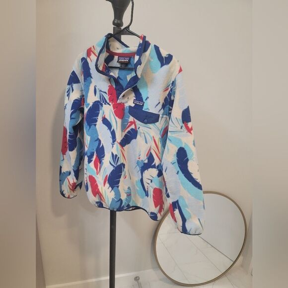 Patagonia Synchilla Snap-T Polyester Feather Dance Fleece Pullover Women's Large - Picture 2 of 8